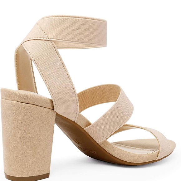 DREAM PAIRS Women's Open Toe High Chunky Elastic Strap Dress Heel Sandals - Picture 3 of 5